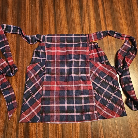 Urban Outfitters Cameron Flannel Tie Front Mini Skirt Plaid Navy XS Preppy - Picture 5 of 10